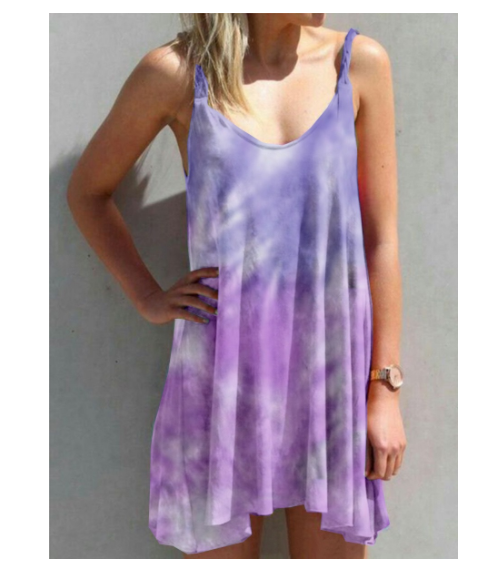 Tie-Dye Spaghetti Strap Flowy Beach Dress