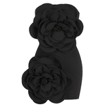 High-End Red Tube Top Skirt with 3D Flower Design