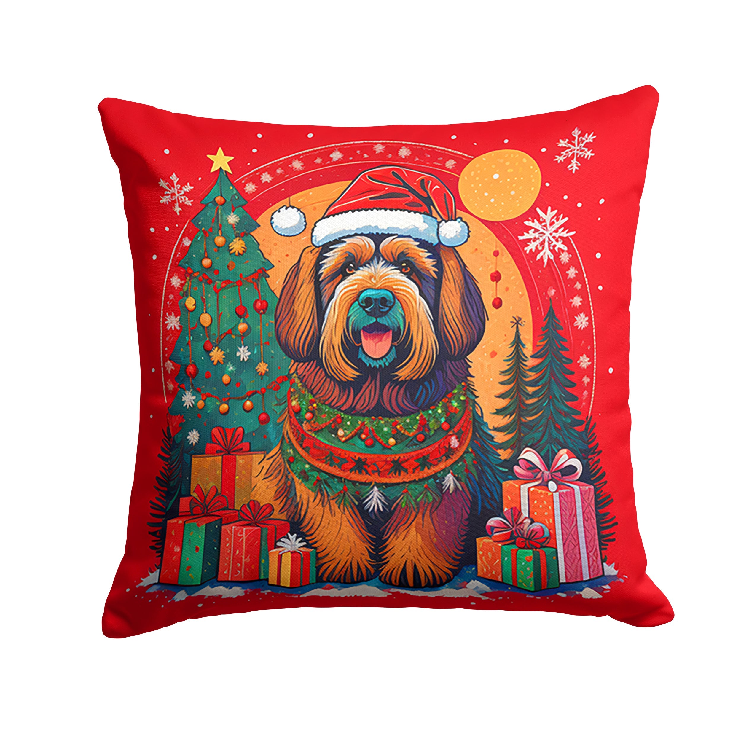 Briard Christmas Throw Pillow