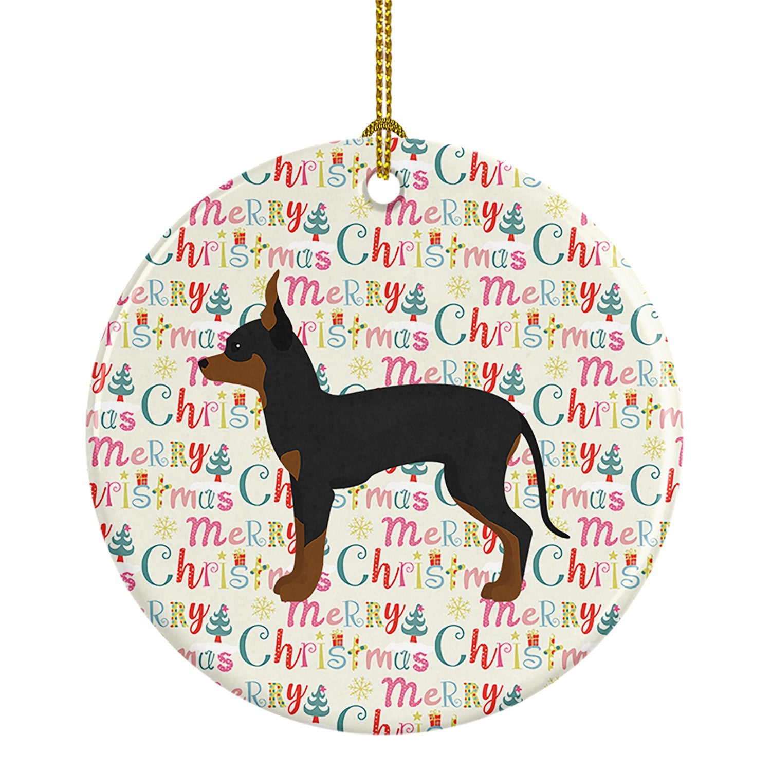 English Toy Terrier #1 Merry Christmas Ceramic Ornament