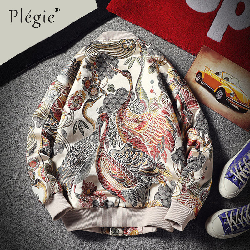 Spring Men's Plus Size Embroidered Jacket with Collar