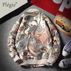 Spring Men's Plus Size Embroidered Jacket with Collar
