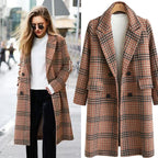 Plus Size Women's Plaid Long Sleeve Coat
