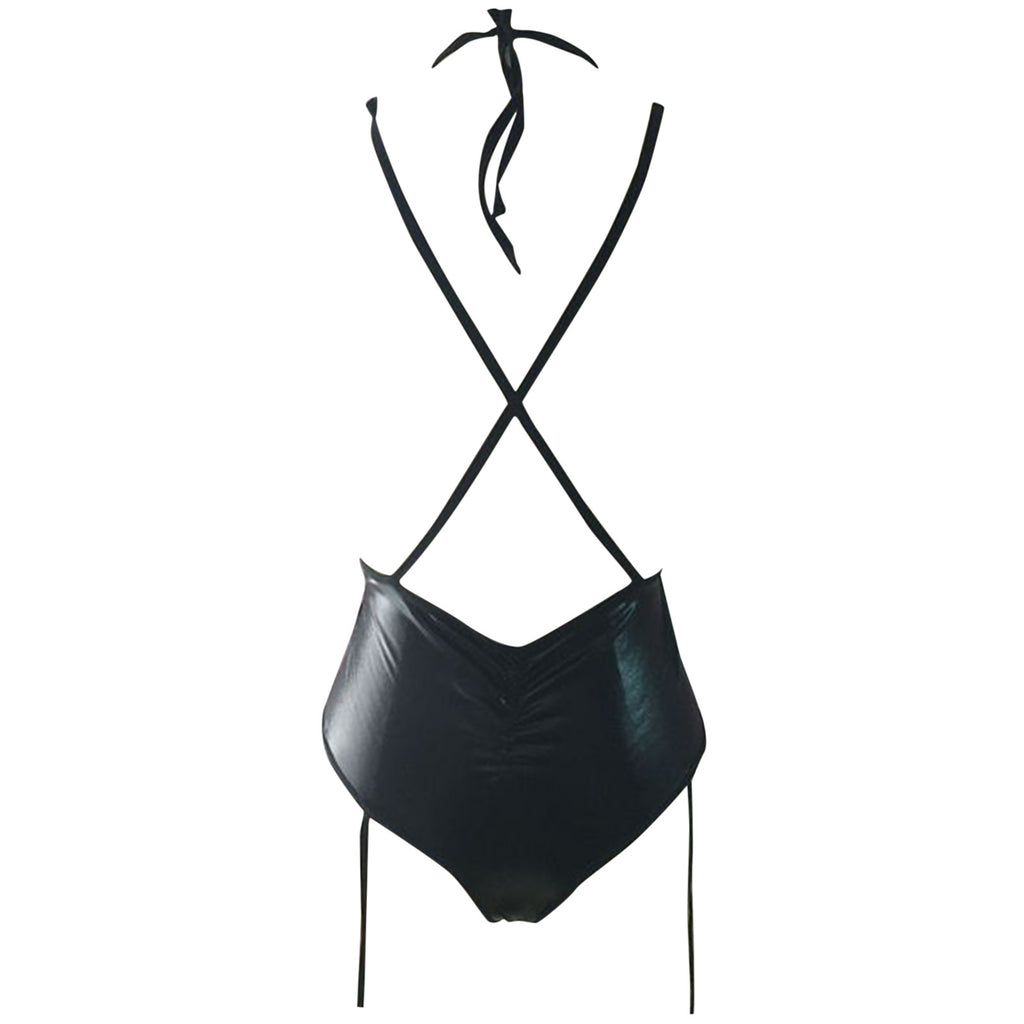 Plus Size Open Bra Crotchless Latex Bodysuit Lingerie