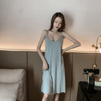 Summer Women's Black Backless Nightgown Pajamas Dress