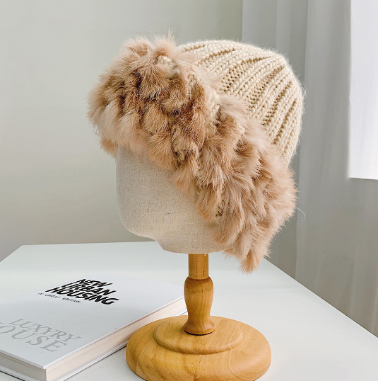 Women's Wool and Fur Spliced Fisherman's Hat | Embroidered Cap