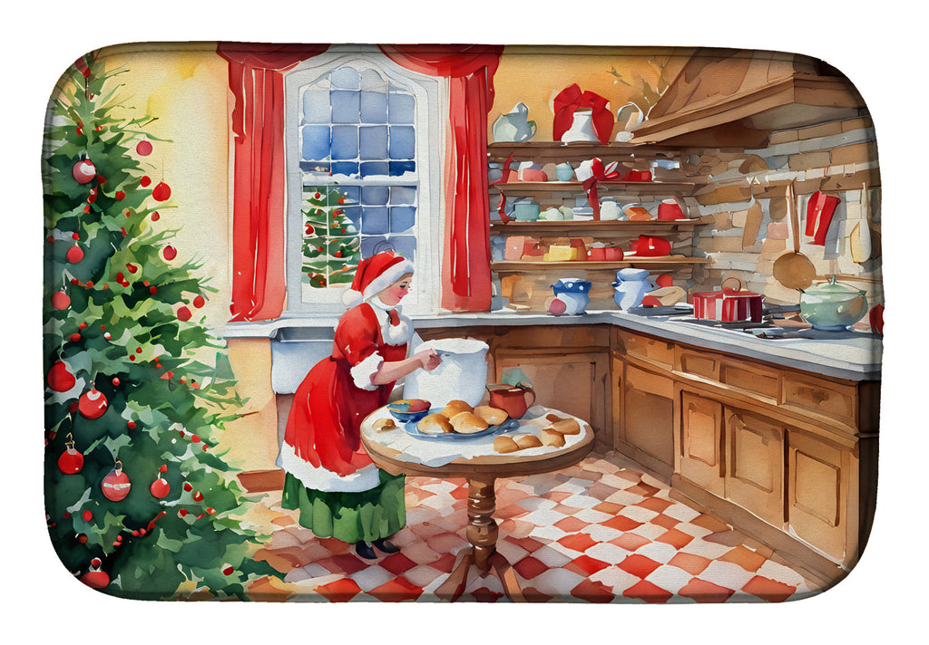 Cookies with Santa Claus Mrs. Claus Dish Drying Mat