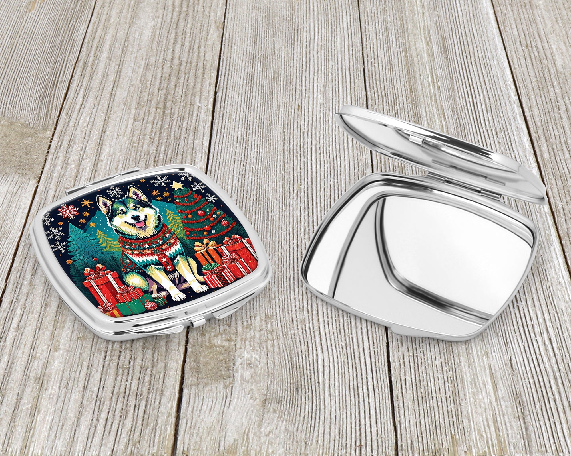 Alaskan Malamute Christmas Compact Mirror