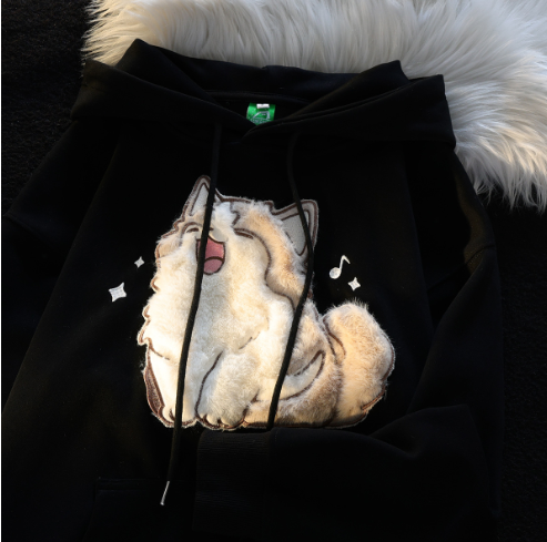 Korean Printed Loose Long Sleeve Slouchy Hoodie | Streetwear