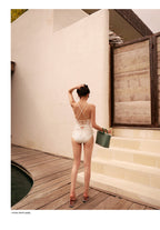 Korean High-Waist Slimming Bikini with Bow Swimwear