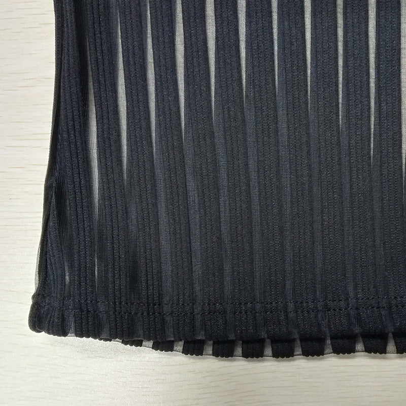 Sheer Mesh Tank Top with Sleeveless Design