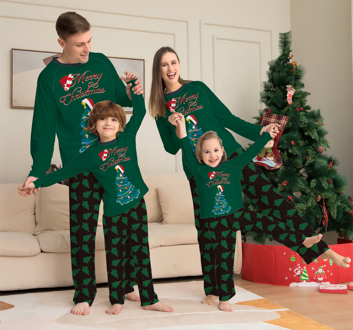 Parent-Child Long-Sleeved Christmas Pajamas Set
