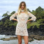 Beach Resort Cover-Up Dress with Lace and Back Design