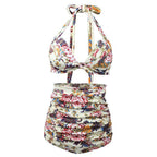 Tropical Halter High-Waist Two-Piece Swimsuit
