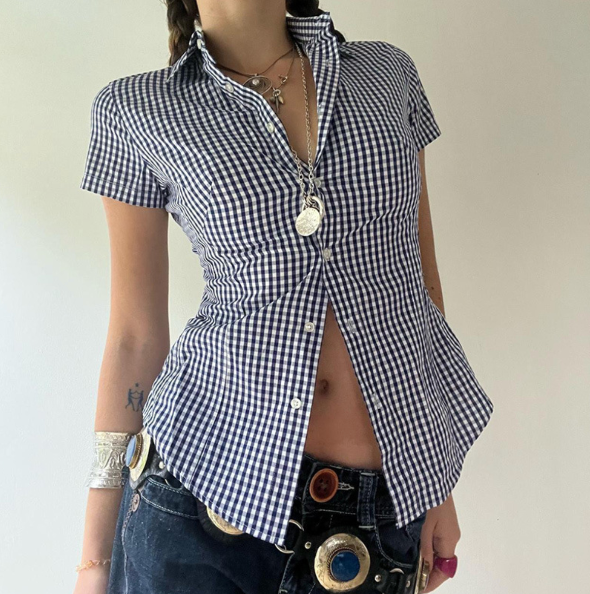 Plaid Button-Up Slim Fit Cardigan