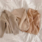 Children's Solid Knitted Sweater - Simple Design