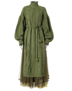 Chic Lantern Sleeve Sweater Skirt Set