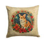 Corgi Christmas Flowers Throw Pillow