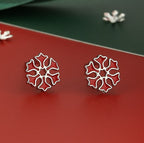 Sweet Christmas Earrings - Silver Red Studs