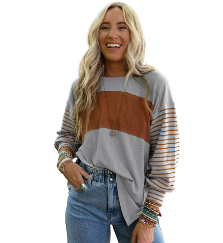 Casual Striped Long-Sleeved Women's Hoodie Top | Streetwear