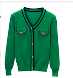 Oversized Thick Knit Sweater for Women - Long Sleeve V Neck
