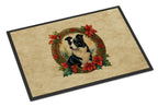 Border Collie Christmas Flowers Doormat