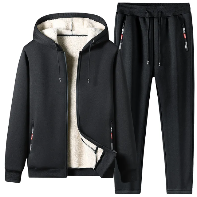Men's Winter Plush Fleece Jacket & Jogger Set