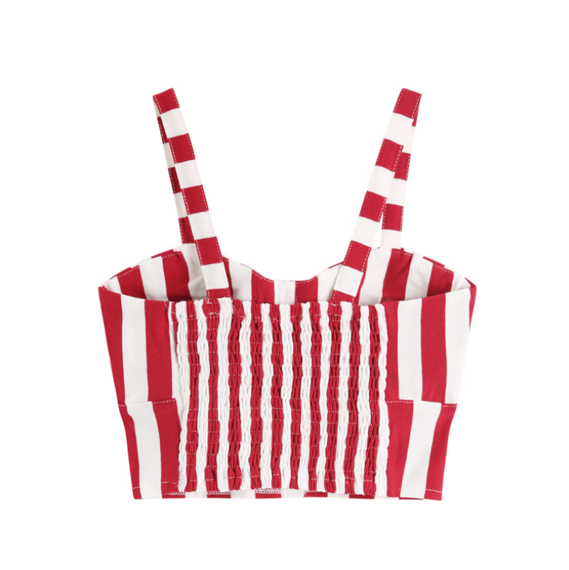 Striped Tube Top with Padded Straps - Plus Size Fashion