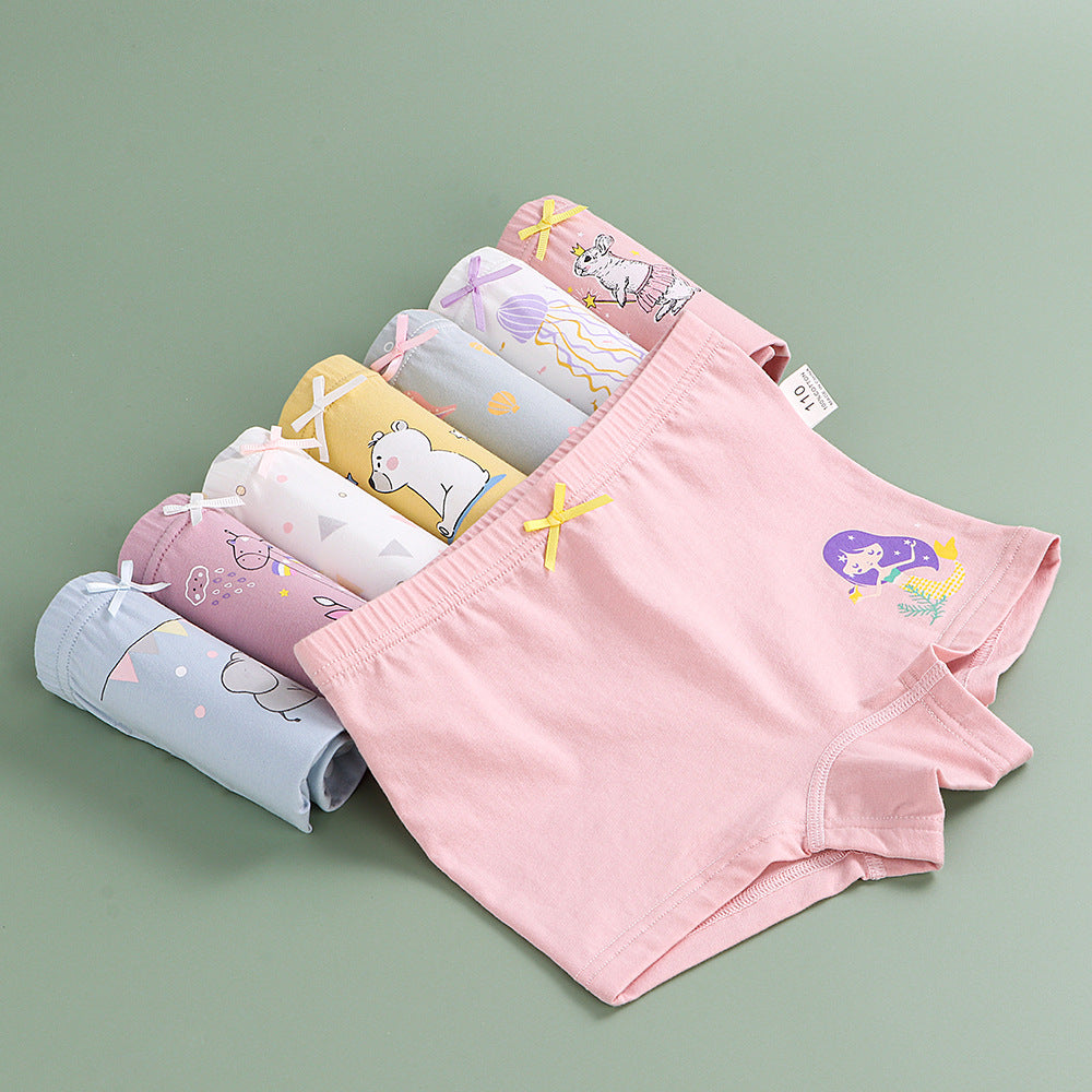 Spring Summer Girls Cotton Cartoon Boxer Shorts