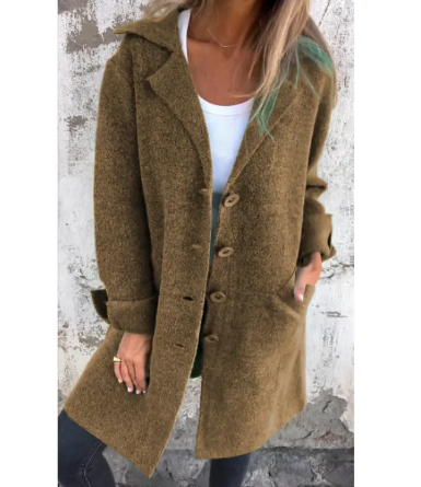 Lapel Cardigan With Pockets Outwear Coat