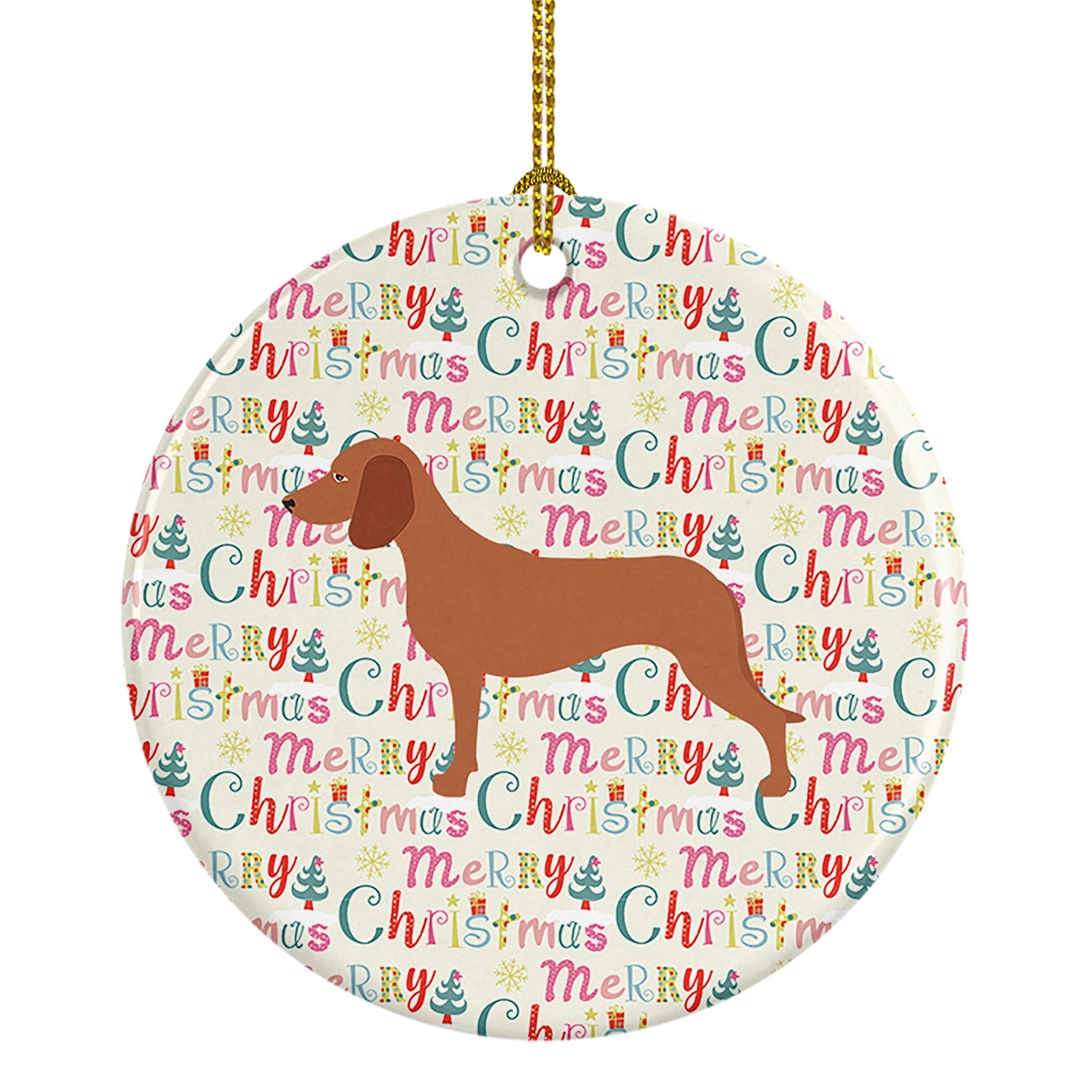 Bavarian Mountian Hound Merry Christmas Ceramic Ornament