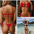 Multicolor Women's Swimsuit - Solid Color Bikini