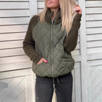 Jacket With Pockets Fashion Knitted Stitching Zipper Coat