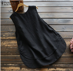 Women's Sleeveless High-Low Linen Tunic Tank Top