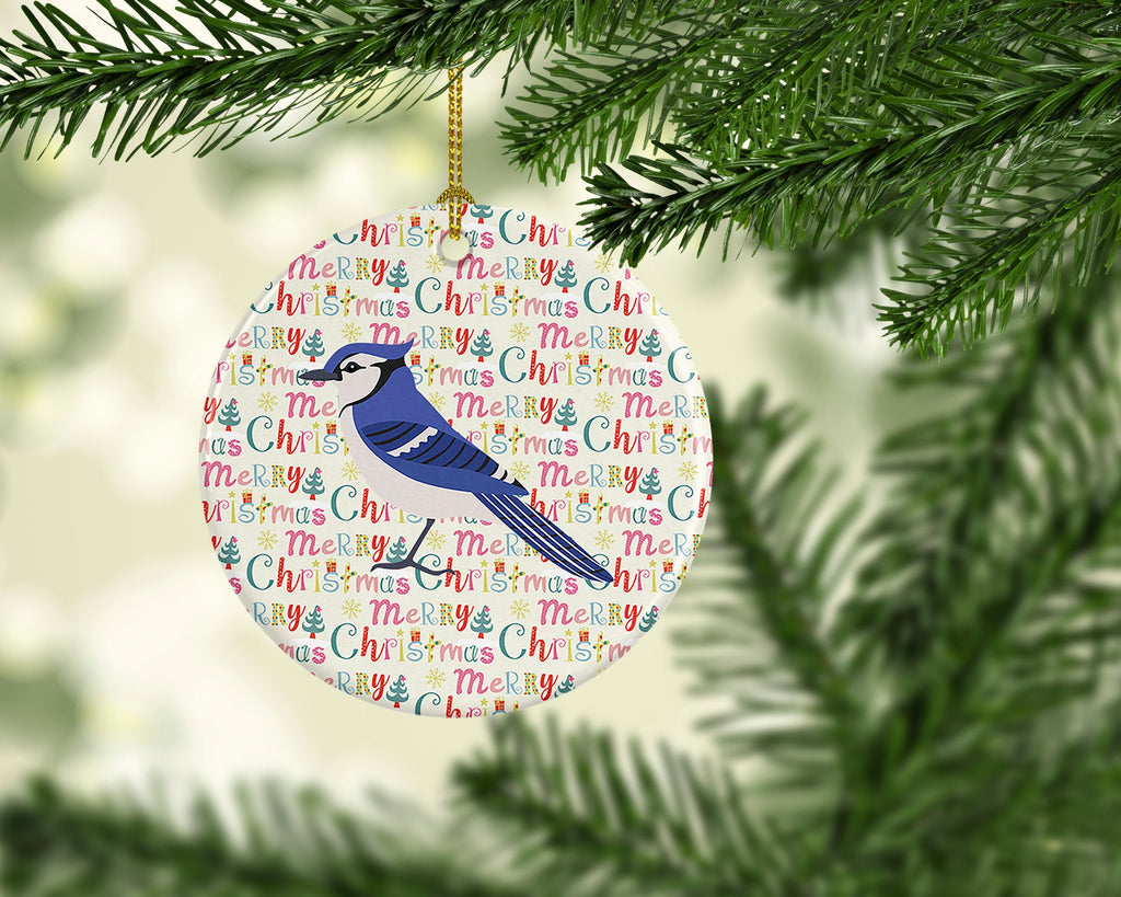 Jay Bird Christmas Ceramic Ornament
