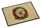 Bichon Frise Christmas Flowers Doormat