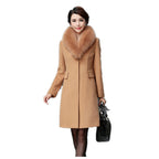 Women's Wool Coat with High-Quality Fur Collar
