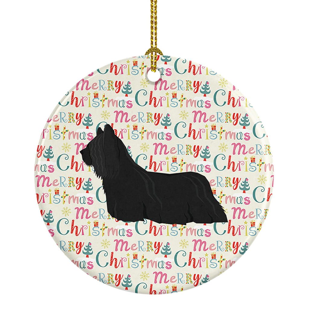 Skye Terrier Merry Christmas Ceramic Ornament