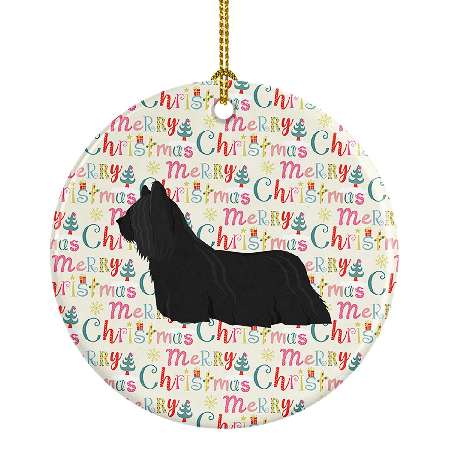Skye Terrier Merry Christmas Ceramic Ornament