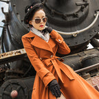 Plus Size Slimming Caramel Long Trench Coat
