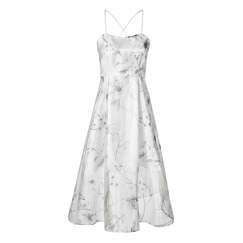 LIVA Floral Sheer Maxi Dress with Spaghetti Straps