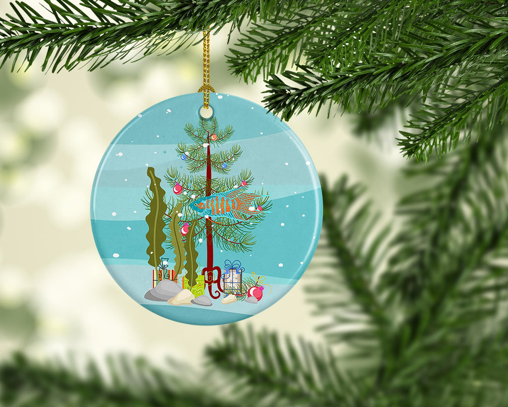 Paradise Fish Merry Christmas Ceramic Ornament
