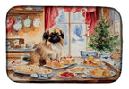 Pekingese Christmas Cookies Dish Drying Mat