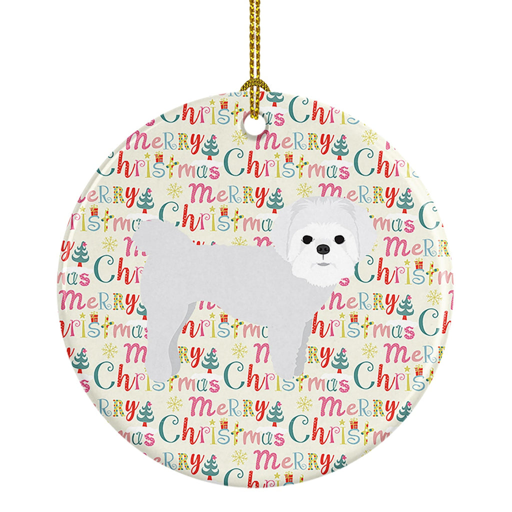 Maltese Merry Christmas Ceramic Ornament