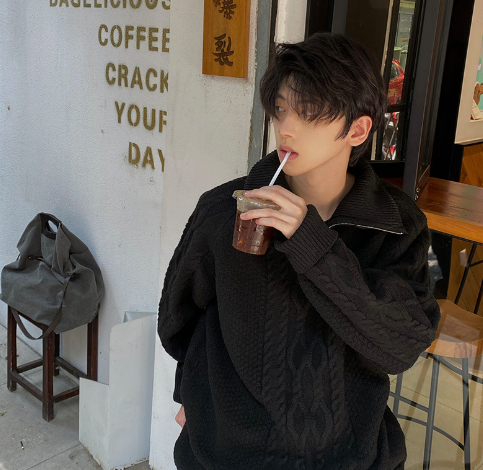 Men's High Collar Oversized Sweater Coat for Autumn/Winter