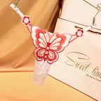 Adjustable Plus Size Butterfly Embroidery Thong Panties