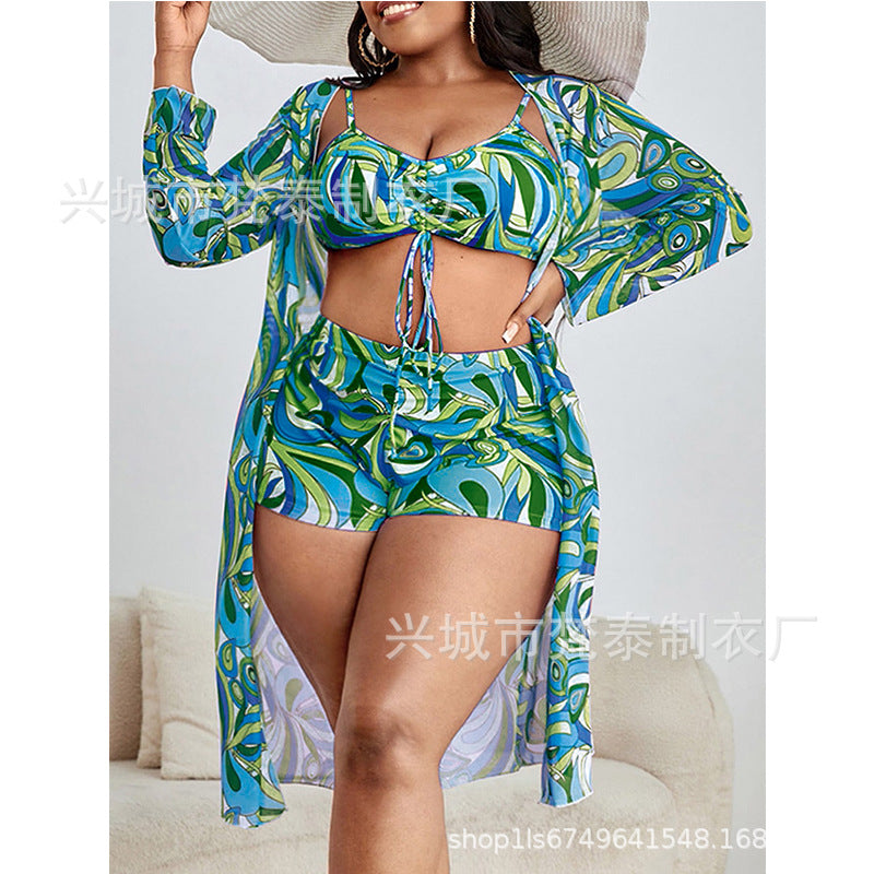 2023 Floral 3-Piece Set, Sexy Long Sleeve Swimsuit