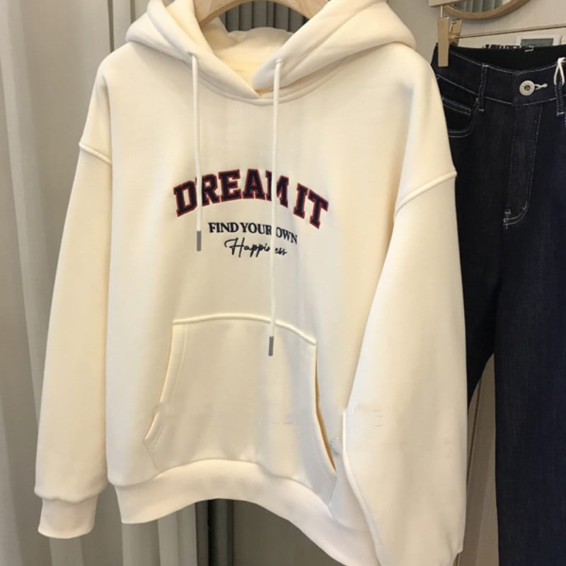 Fleece-lined Hooded Sweatshirt for Women (Loose Fit) | Streetwear