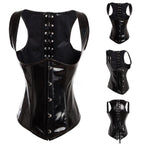 Leather Corset Bodysuit with Neck Halter Design