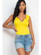 Split Neckline Sleeveless Bodysuit